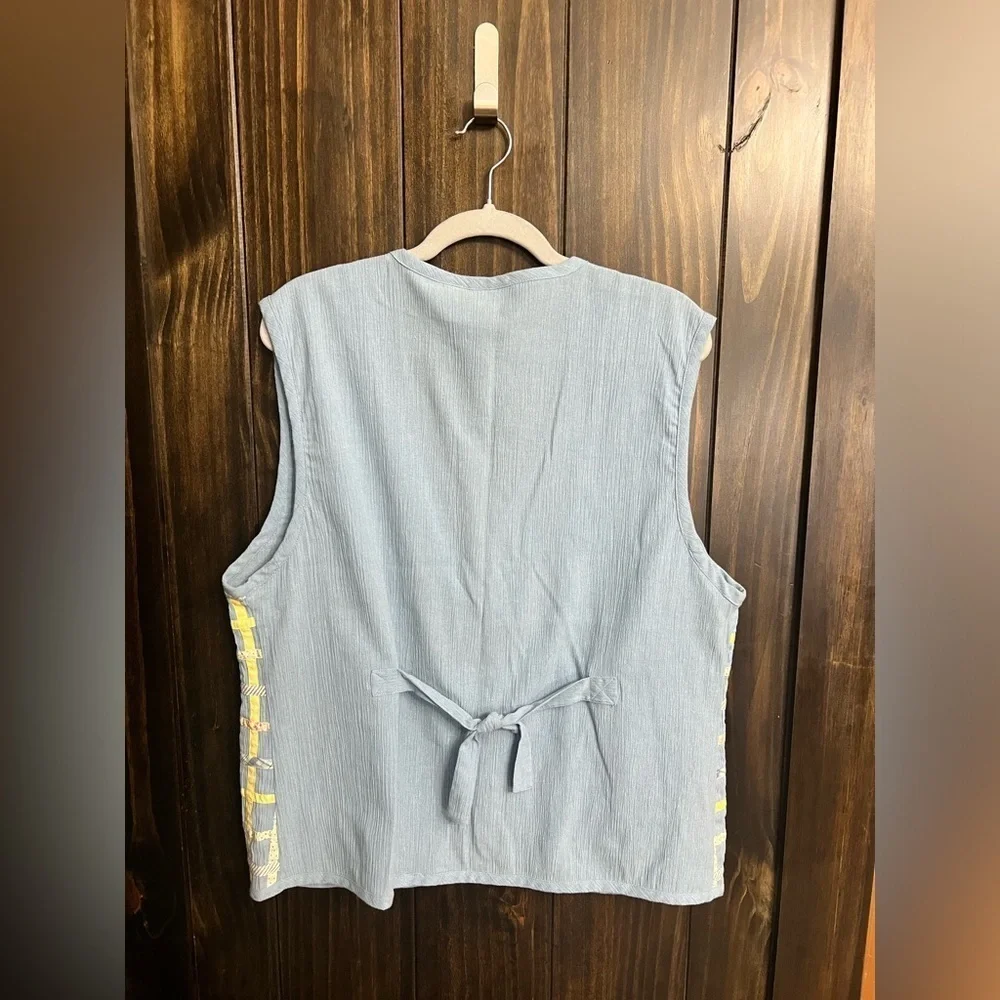 Vintage 1990s Women's Vest Cottage Core Napa Valley Lattice Patchwork-Size:L